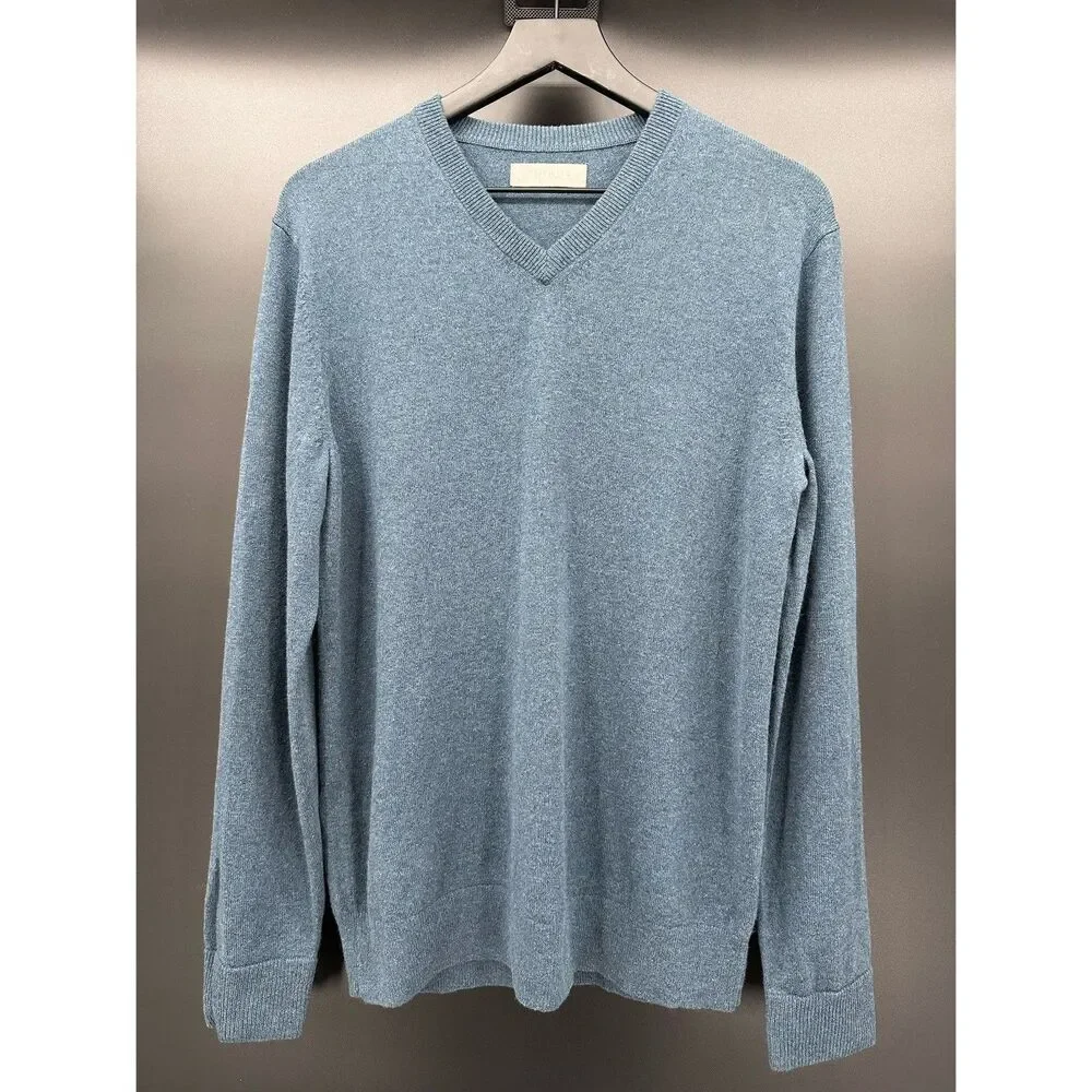 EVERLANE Men’s Cashmere V-Neck Blue Long Sleeve Sweater Medium